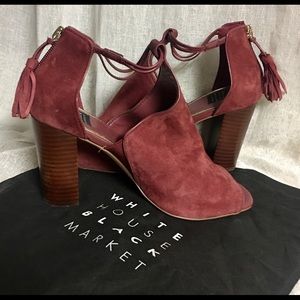 WHBM Open Toe Block Heel Pumps